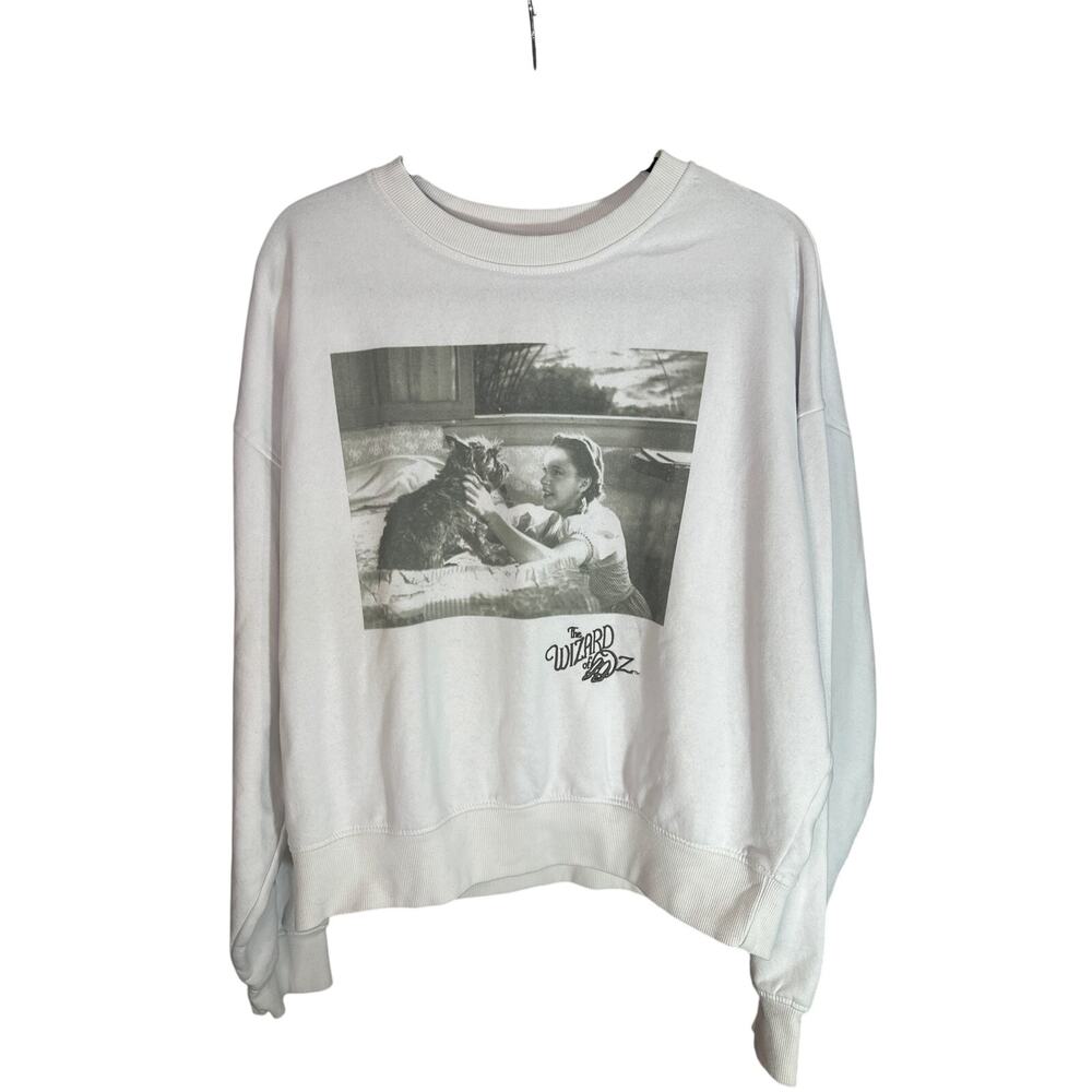 Womens Disney Wizard of Oz Judy Garland Toto B&W Print Crewneck Sweatshirt | M